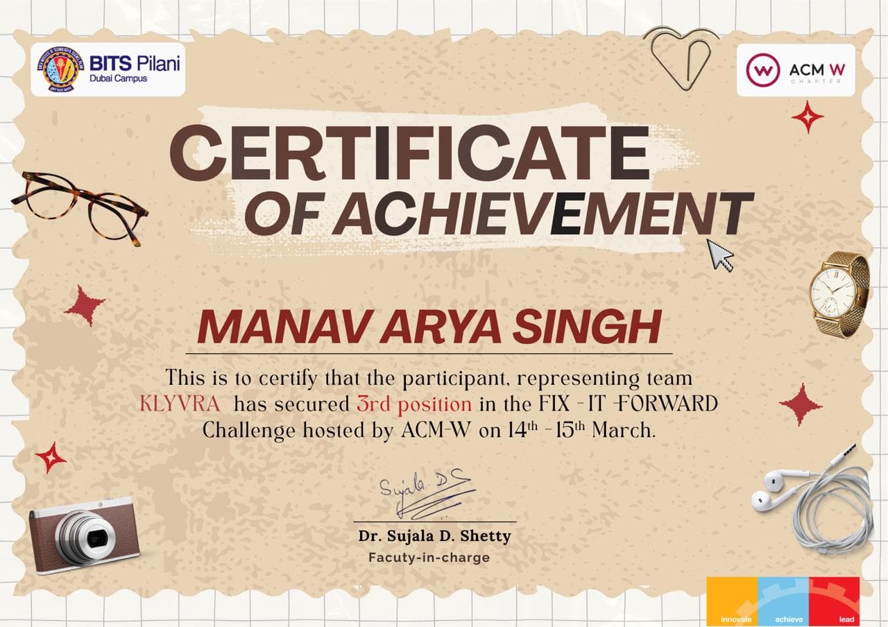 3rd Prize Winner Certificate